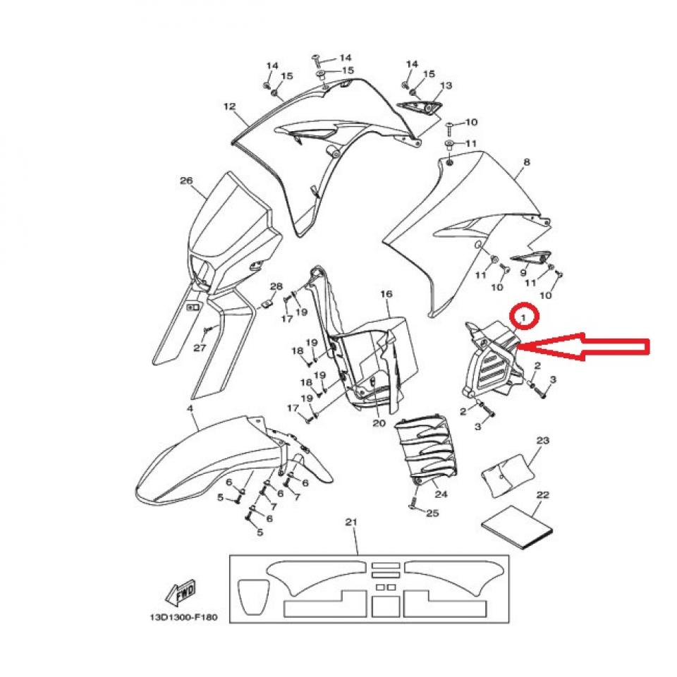 Cache pignon pour moto Yamaha 125 XTR 2007 à 2008 13D-E5418-00 PA6 GF 30 Neuf