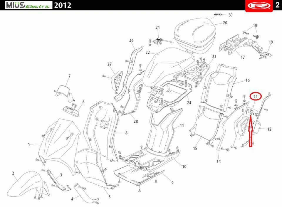 Support Serrure Selle Rieju pour moto Rieju Mius 2.0 electric 2012 0.980.3008