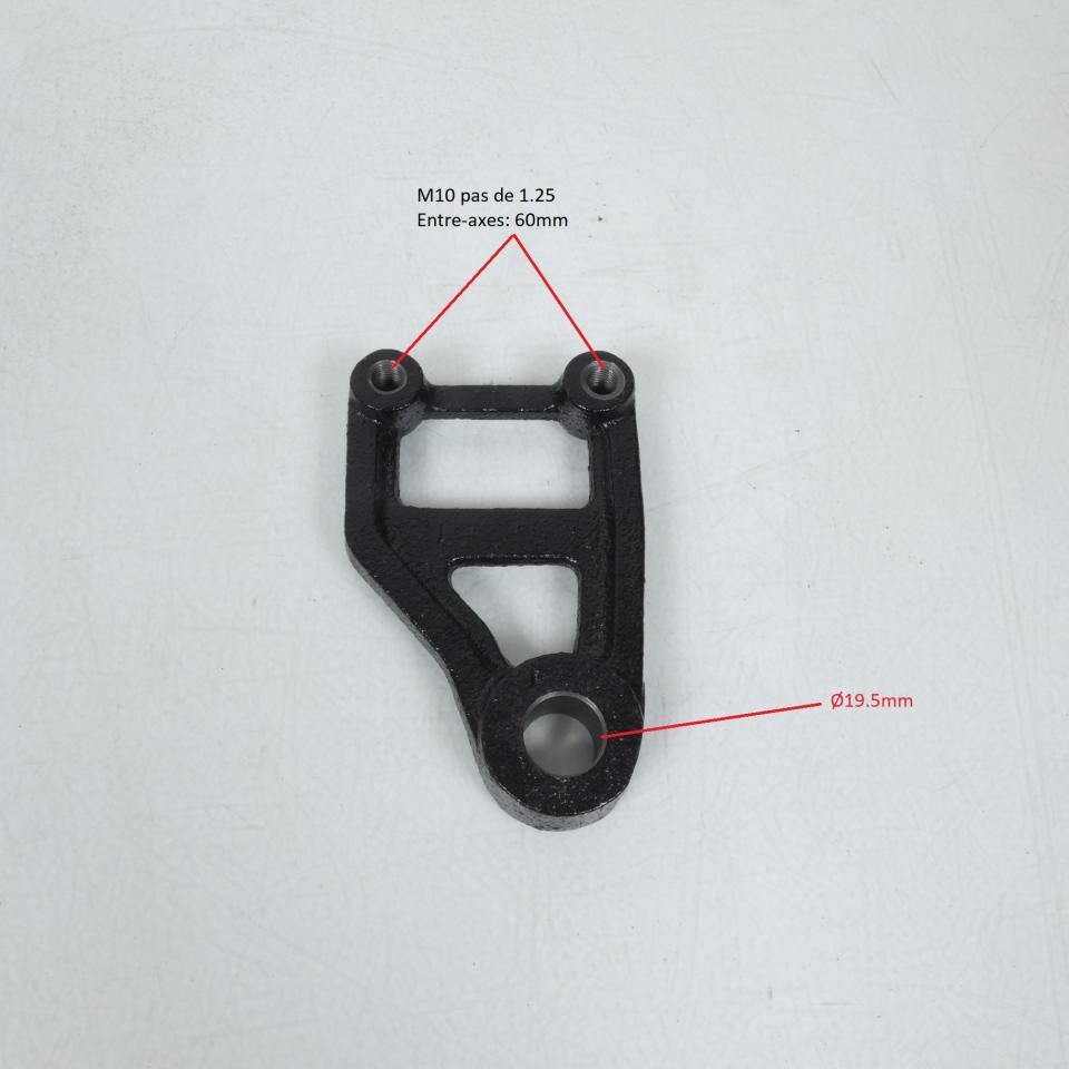 Support etrier de frein arrière pour moto Entre-axes 60mm M10 pas 1.25 Ø19.5mm