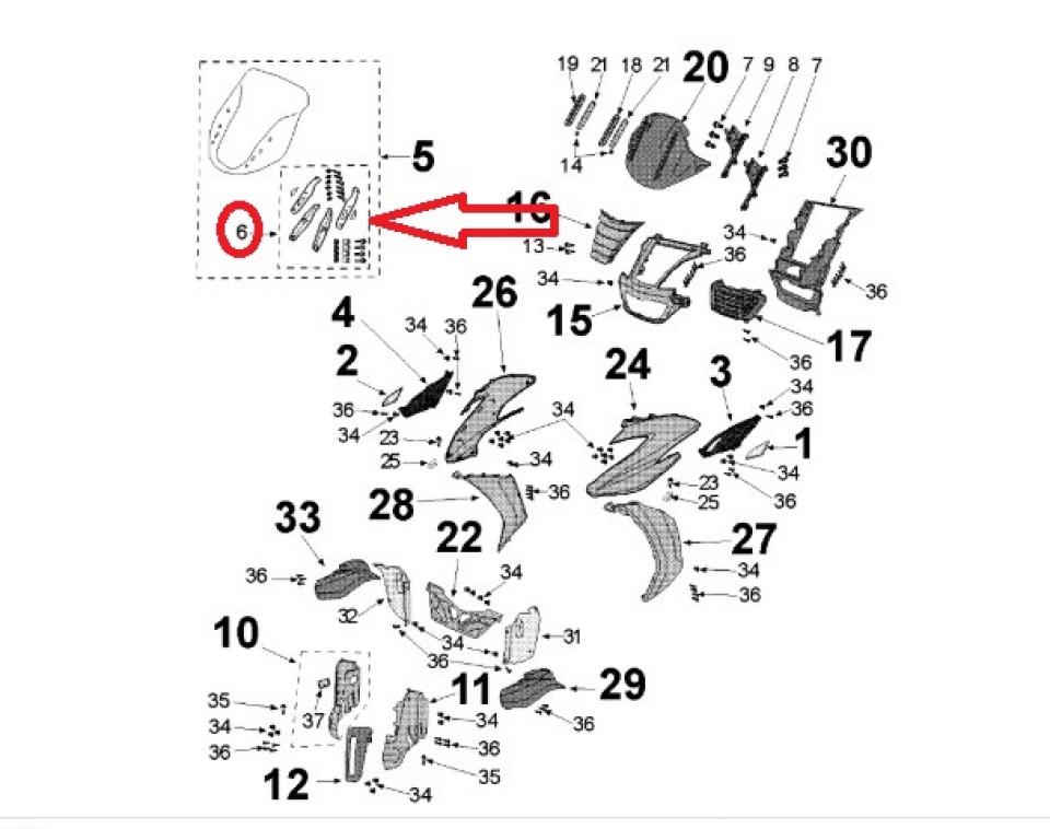 Kit fixation bulle pare brise pour scooter Peugeot 400 Metropolis 1178563000