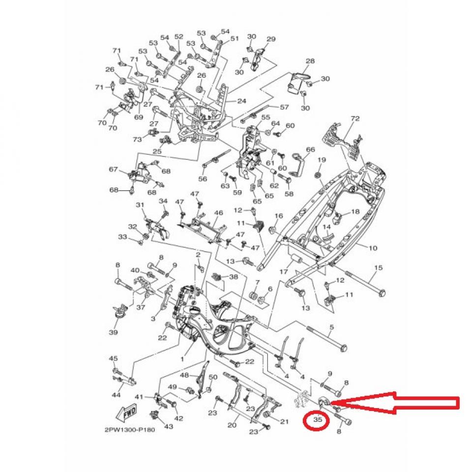 Support gauche 59C-2141A-01-00 pour scooter Yamaha 500 Tmax 2015 à 2016 Neuf