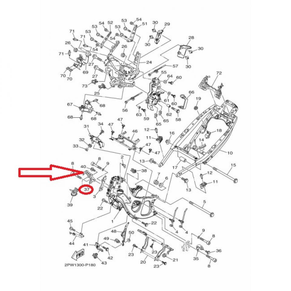Support droit 59C-2141E-01-00 pour scooter Yamaha 500 Tmax 2015 à 2016 Neuf