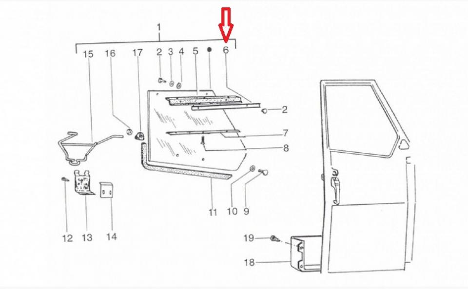 Profilé en métal de vitre de portière pour auto Piaggio 50 APE 1980 B007155