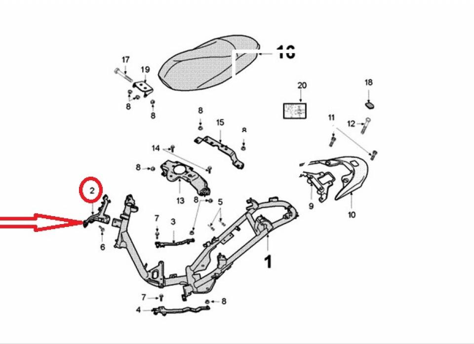 Support inf tablier avant pour scooter Peugeot 50 V-Clic 2007-17 759387 Neuf