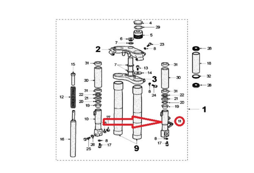 Chape inférieure gauche de fourche pour moto Peugeot 50 XR6 754491 Showa Neuf