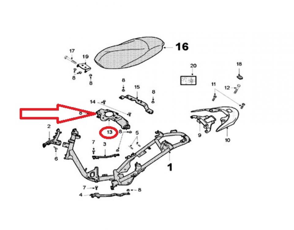 Support réservoir pour scooter Peugeot 50 V-Clic 2007 à 2017 759409 Neuf