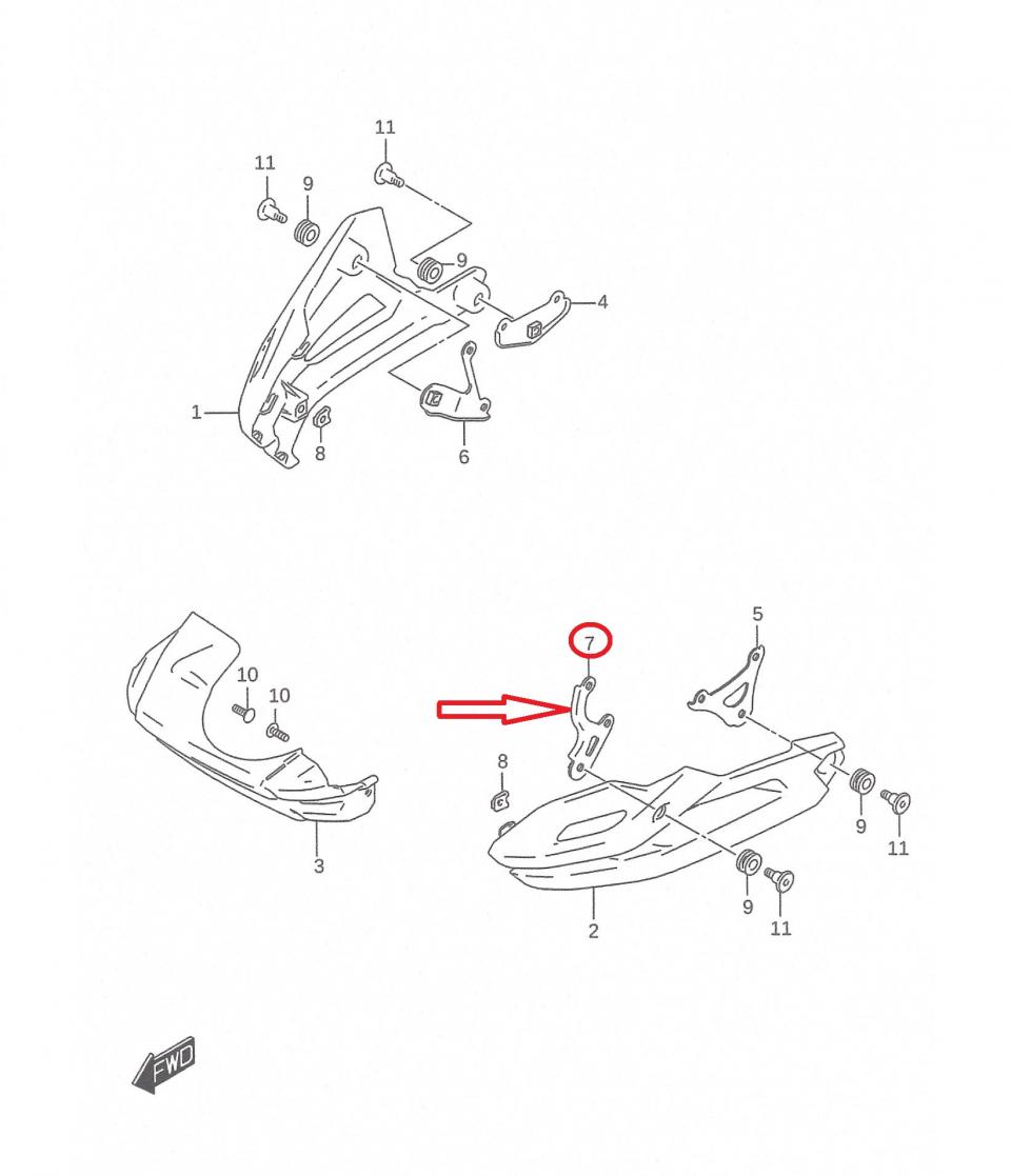 Support AV sabot bas caisse G pour moto Suzuki 1050 V-strom 2023-25 94560-06L0