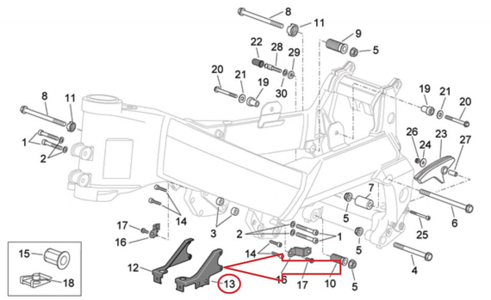 Support gauche origine pour moto Aprilia 1000 ETV 2001 à 2007 AP8134598 Neuf