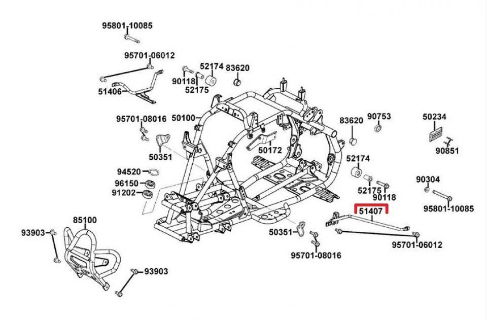 Support garde boue avant gauche Origine pour Quad Kymco 250 Mongoose 51407-LBA7-900