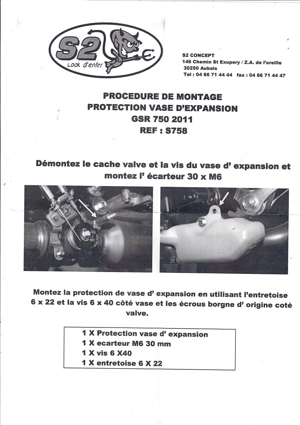 Protection vase expansion S2 Concept pour moto Suzuki 750 GSR 2011-16 S758 Noir