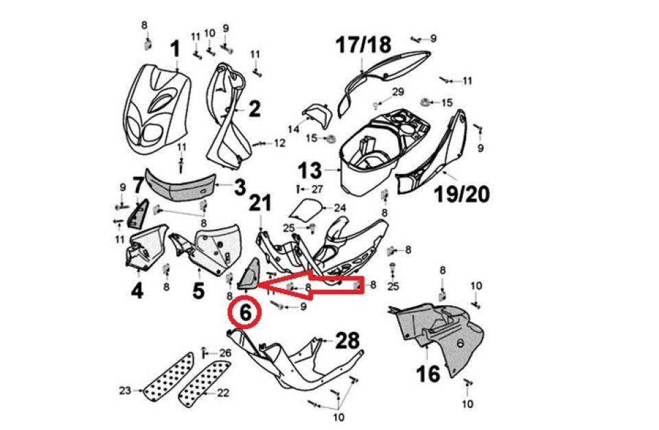 Pad AVG Blanc pour scooter Peugeot 50 TKR 2 11748282001 748282BL Neuf