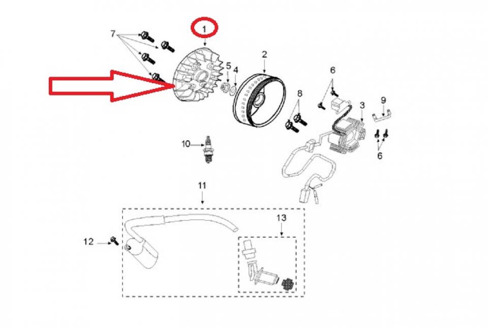 Ventilateur turbine d'allumage pour scooter Peugeot 125 Tweet 802161 Neuf