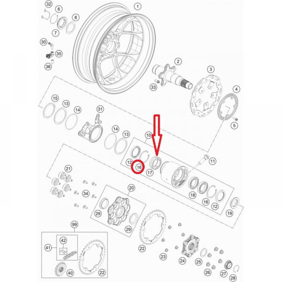 Roulement 52x68x22 roue AR pour moto KTM 1290 Super Duke GT 0617456822 Neuf