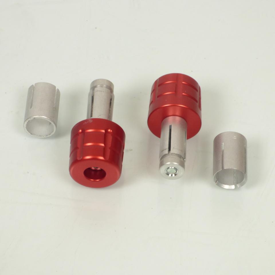 Paire d'embout de guidon rouge type grenade pour de moto diamètre Ø14mm ou 18mm