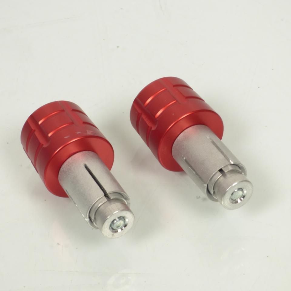 Paire d'embout de guidon rouge type grenade pour de moto diamètre Ø14mm ou 18mm