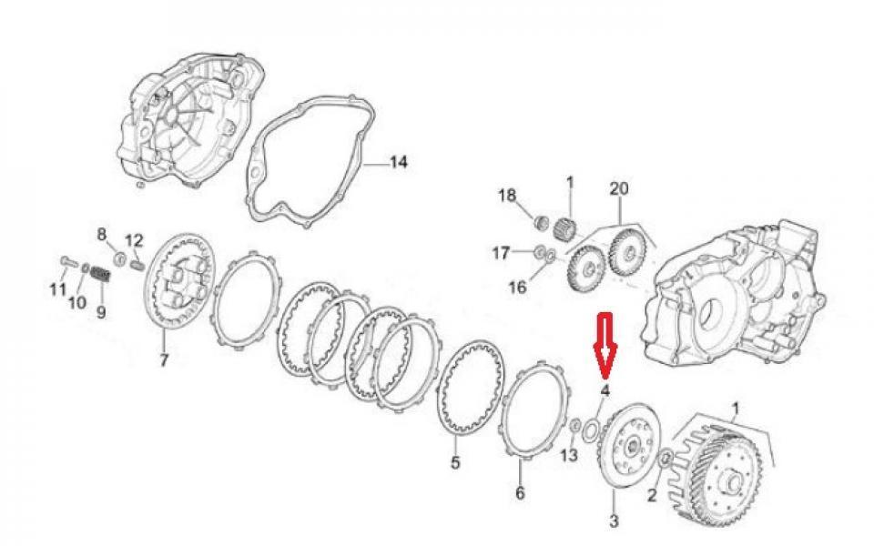 Rondelle frein d'ecrou d'embrayage pour moto Aprilia 50 RS 0/005.490.7000