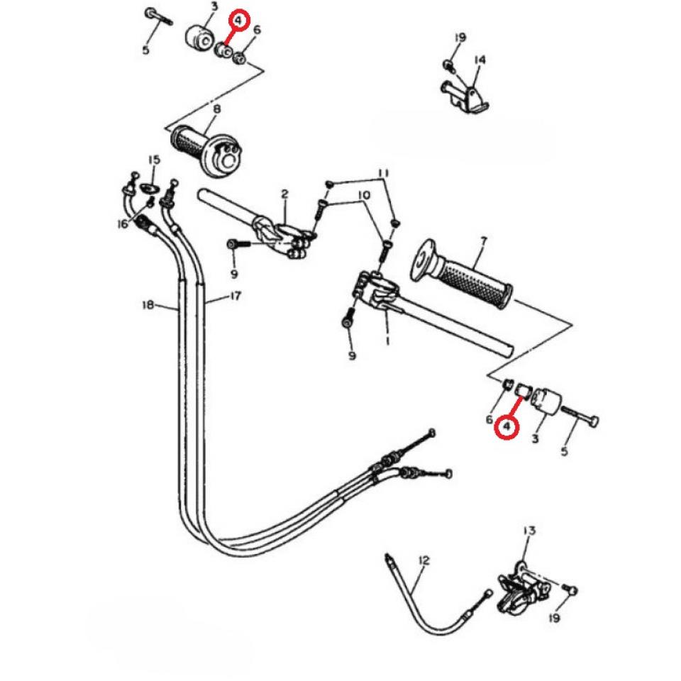 Silentbloc d'embout de guidon origine pour moto Yamaha 1000 FZR 2GH2622F00 Neuf