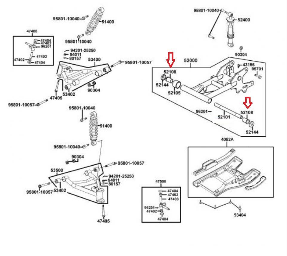 Douille d'axe de bras oscillant pour quad Kymco 150 MXU 52108-KEE5-004 OLB0004