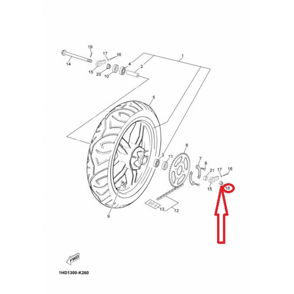 Écrou crénelé M14 axe roue AR pour moto MBK 50 X-Power 90171-14809 Neuf