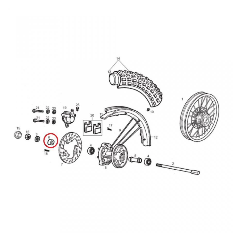 Entretoise axe roue avant origine pour moto Derbi 50 Senda 1995 à 2010 Neuf