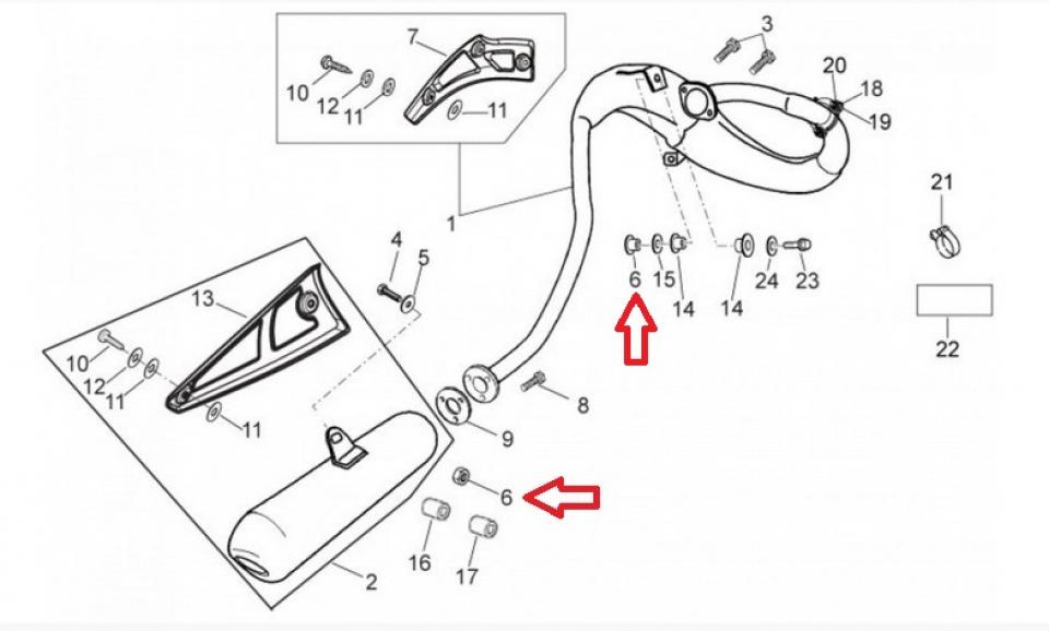 Écrou canon fixation pot d'échappement pour moto Aprilia 50 SX 2011-2020 8674035