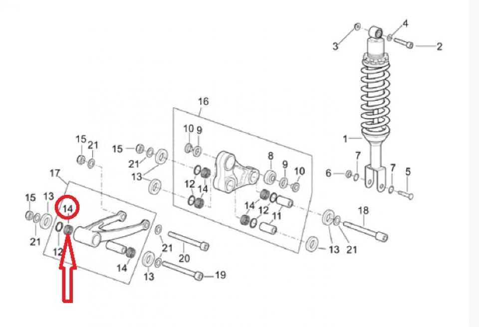 Douille aiguille bras suspension AR pour moto Aprilia 125 ETX AP8110064 18x24x12
