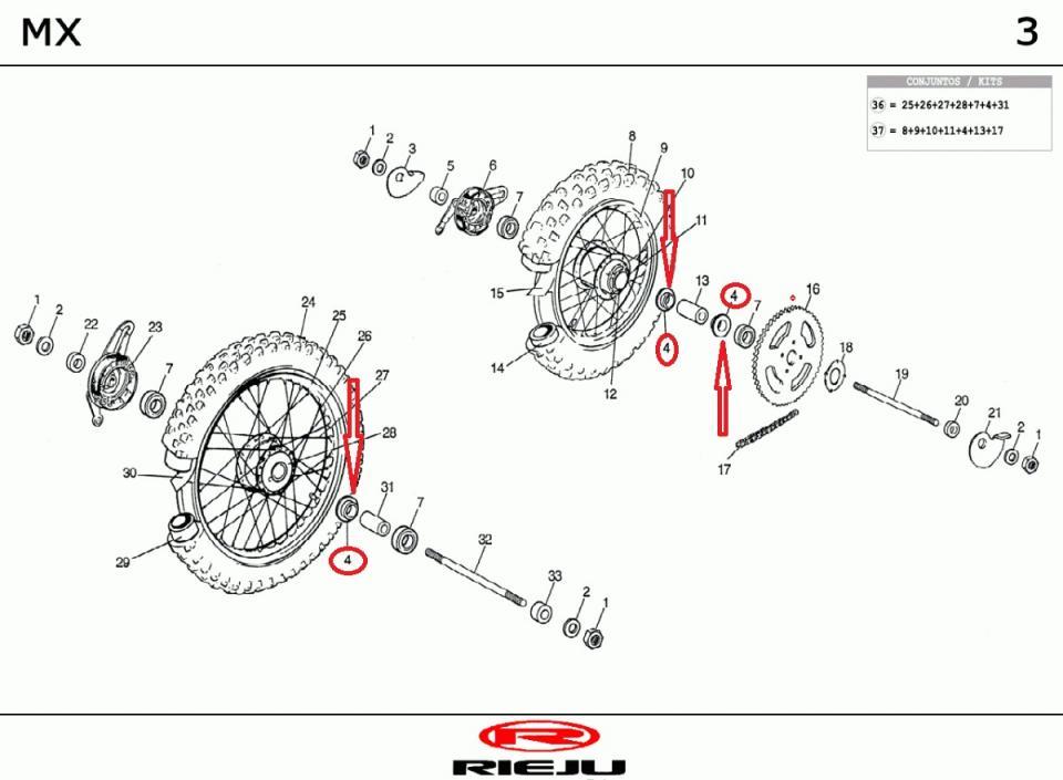 Rondelle centrage entretoise pour moto Rieju 50 MX 0/000.480.0005 19x32x5.4mm