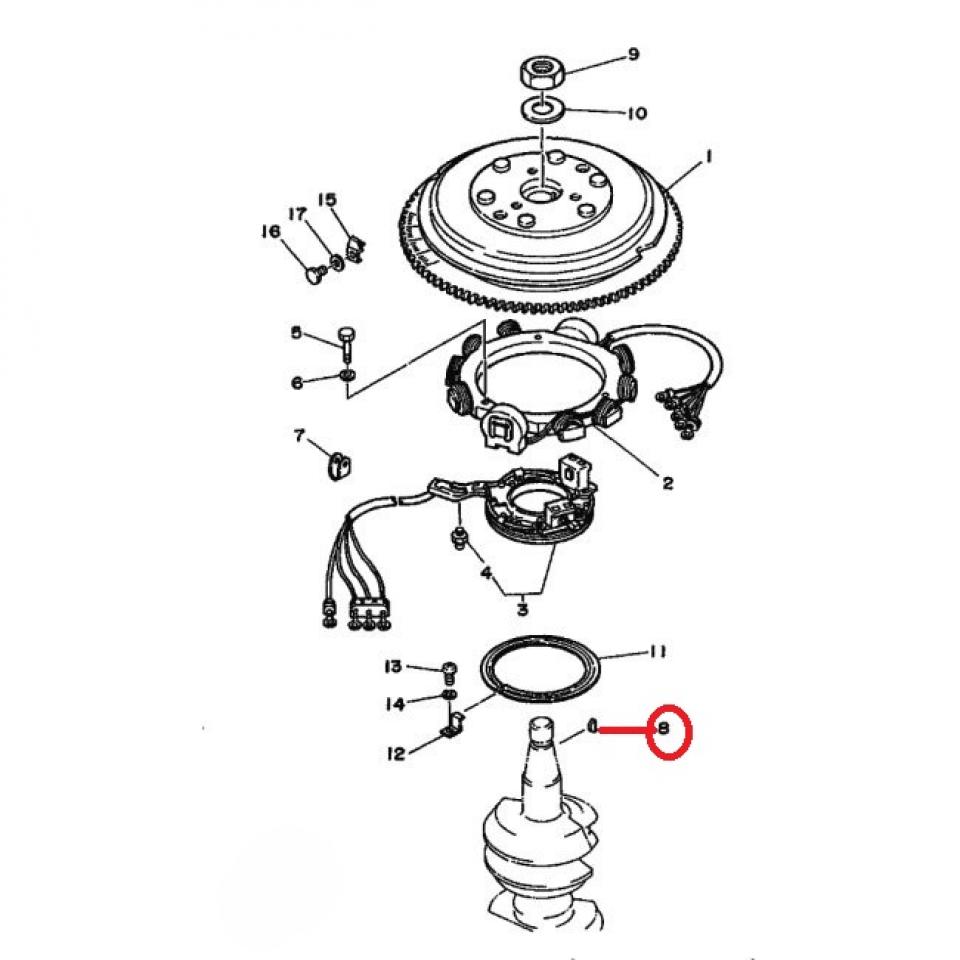 Clavette volant magnétique allumage origine pour moto Yamaha 902800504900 Neuf