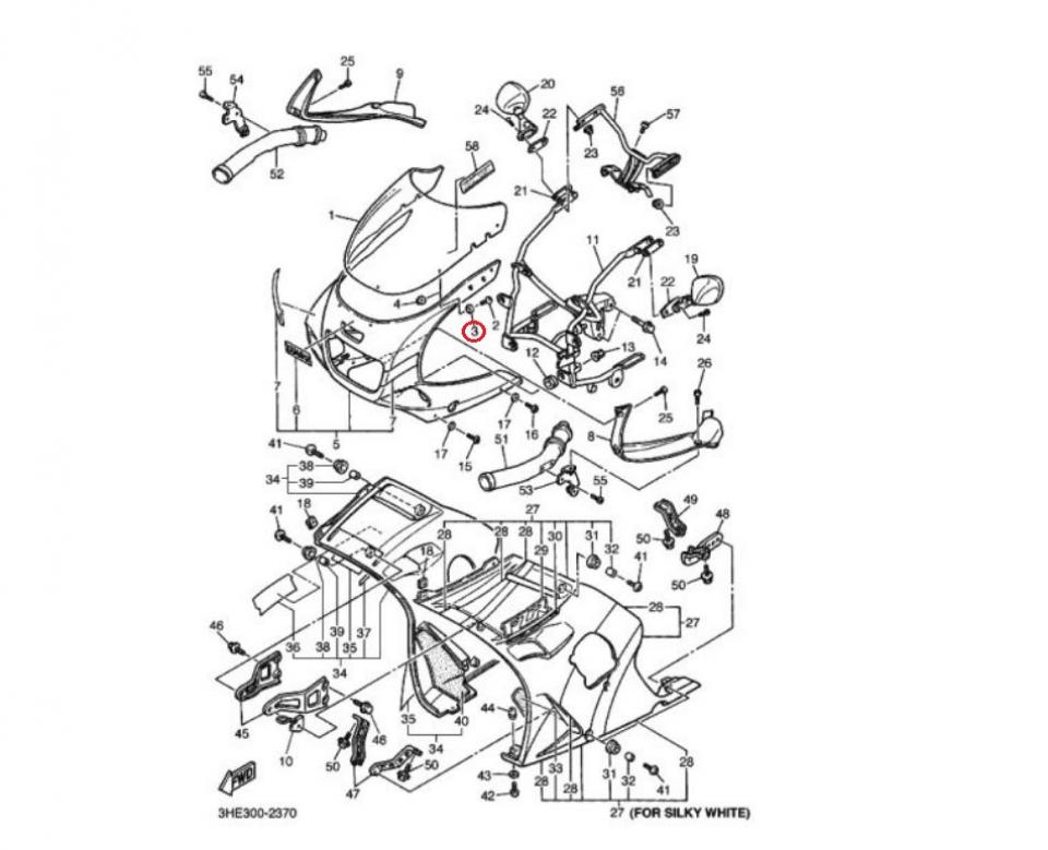 Visserie origine pour moto Yamaha 1000 FZR 1991 à 1993 3HX282150000 Neuf