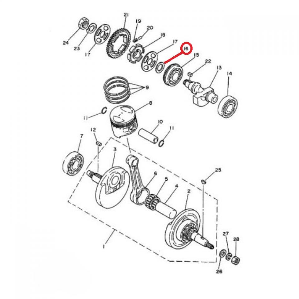 Rondelle origine pour moto Yamaha 125 DTE 1989 à 1996 902012027900 Neuf