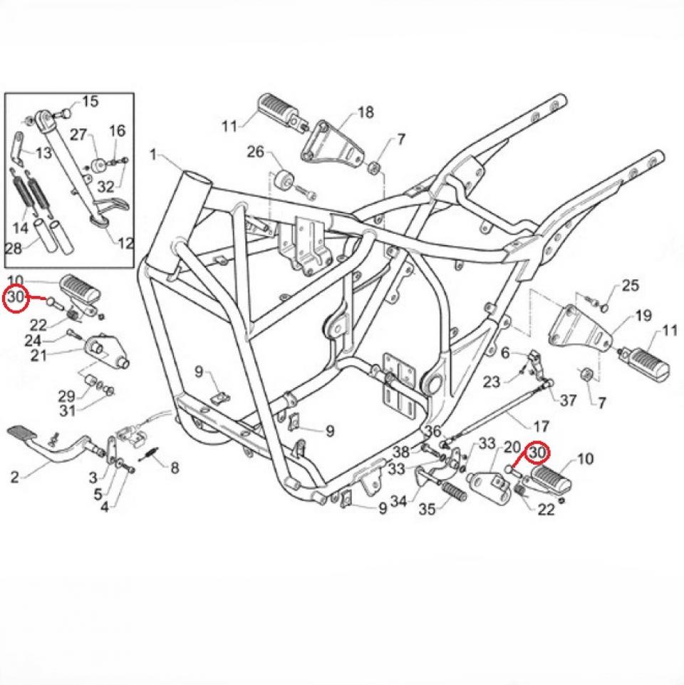 Axe de cale pieds origine pour moto Aprilia 125 Classic AP8101647 Neuf