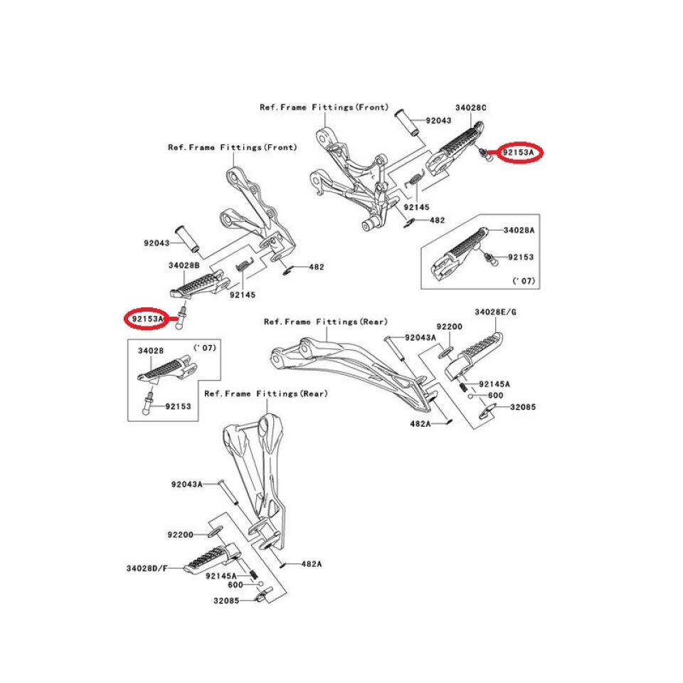 Pion boulon de cale-pieds origine pour Moto Kawasaki 1000 ZX10R 921531946 Neuf