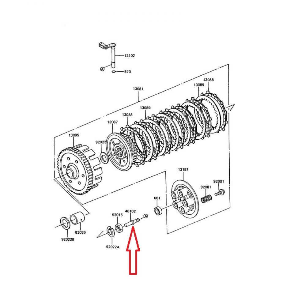 Tige poussoir d'embrayage origine pour moto Kawasaki 250 Estrella 461021030 Neuf