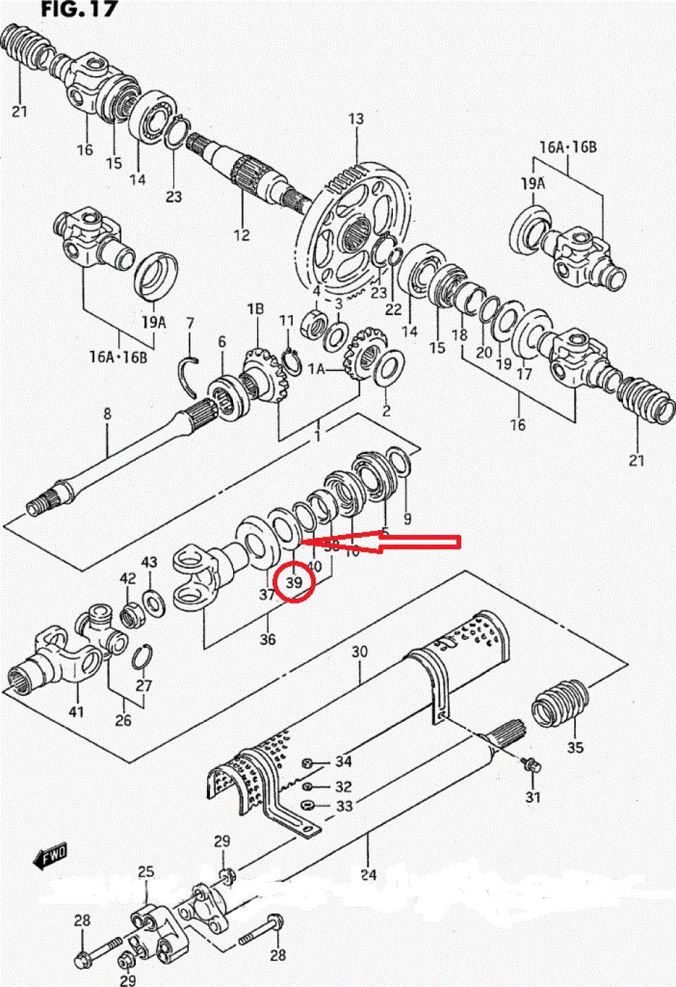 Rondelle de cardan pour quad Suzuki 250 LT QUADRUNNER 27592-19B00 30x47.7x2mm