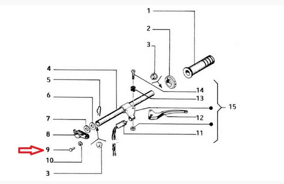 Tenon pivot coté gauche guidon pour scooter Piaggio 50 Vespa Pk 1990 à 1996 177133