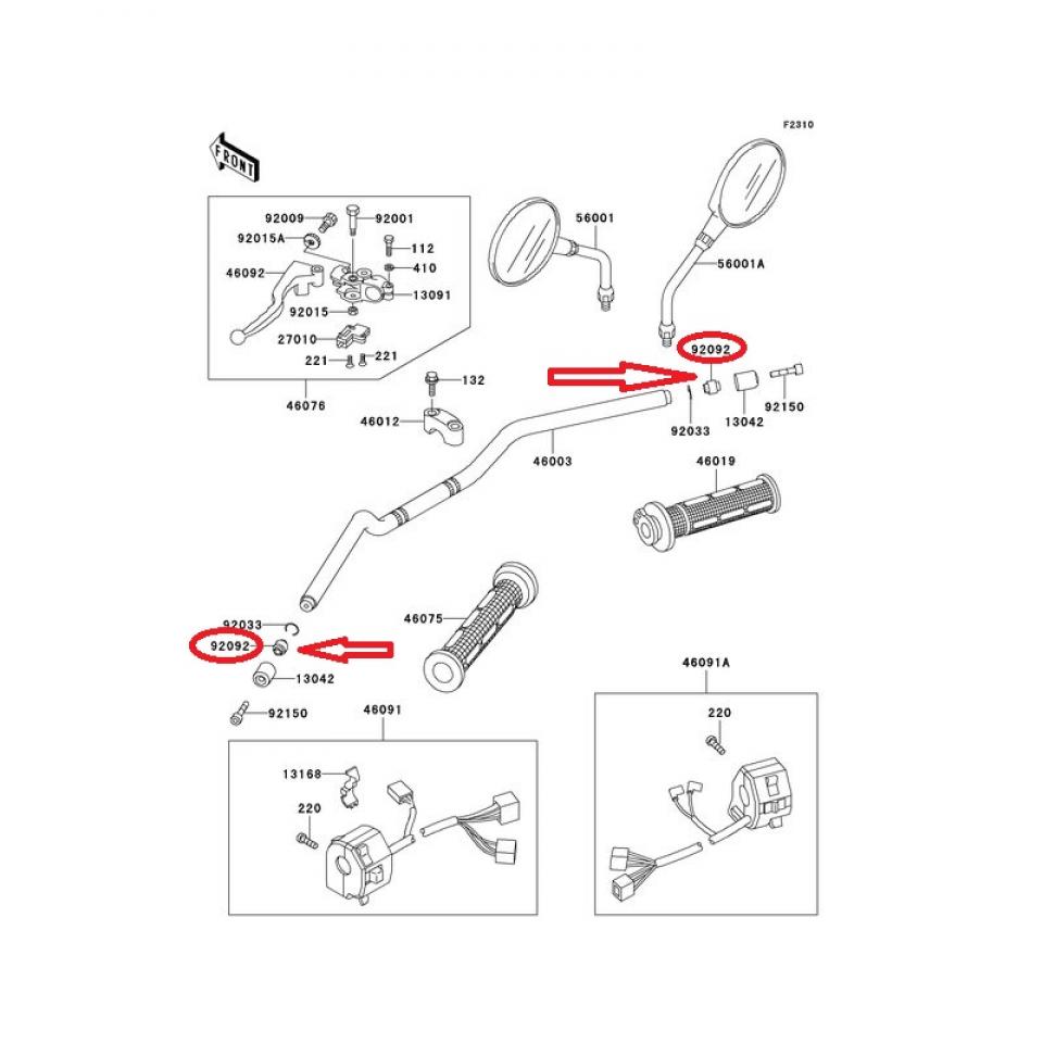 Silentbloc pour moto Kawasaki 650 Vulcan S 2015 à 2023 92092-1018 Neuf