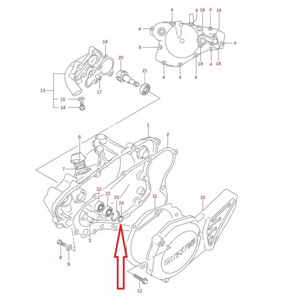 Clips de roulement de pompe à eau origine pour moto Suzuki 85 RM 08331-31089