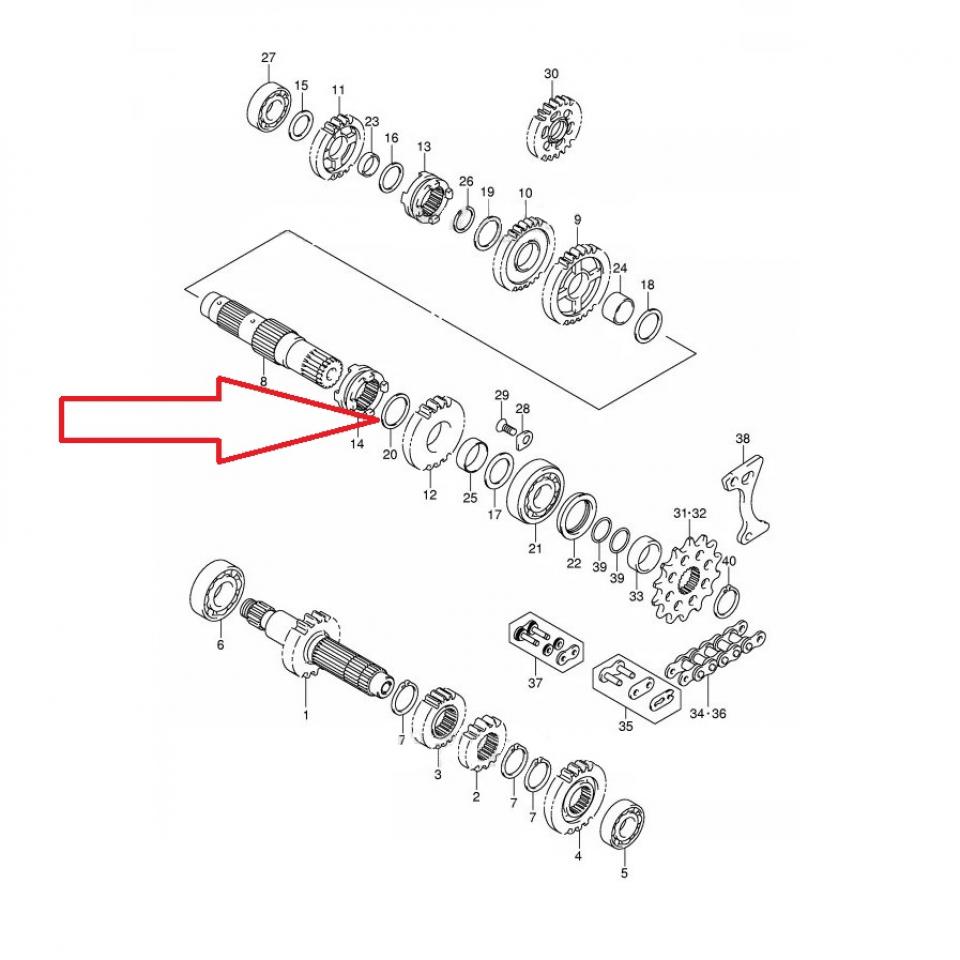 Rondelle arbre de transmission pour moto Suzuki 450 RM-Z 09181-27015 27.2x32.8x1