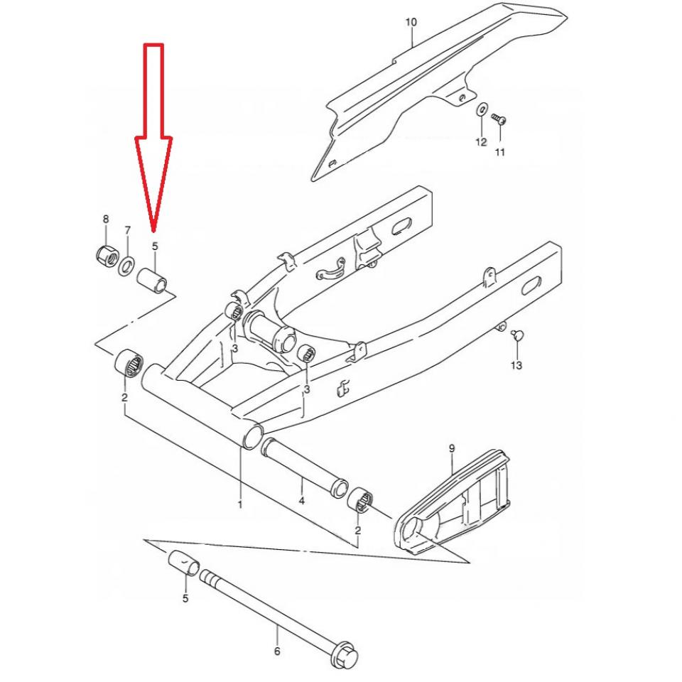 Entretoise bras oscillant origine pour moto Suzuki 600 RF 61251-21E00 20x25x37mm