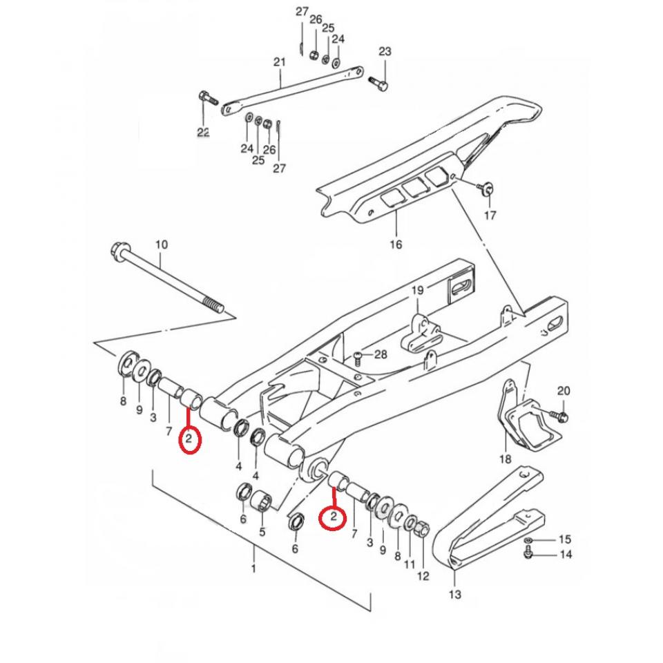 Bague de bras oscillant origine pour moto Suzuki 125 DF 61261-13700 20x27x27.9mm