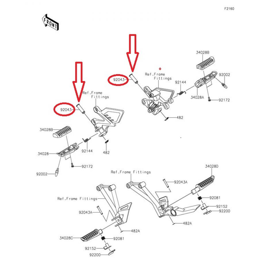 Axe cale pied 920430026 pour moto Kawasaki 650 ER 2017 à 2023 Neuf