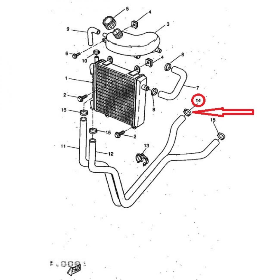 Collier Ø23mm 5BR-E2487-00 pour scooter MBK 50 Nitro 1997 à 1998 Neuf