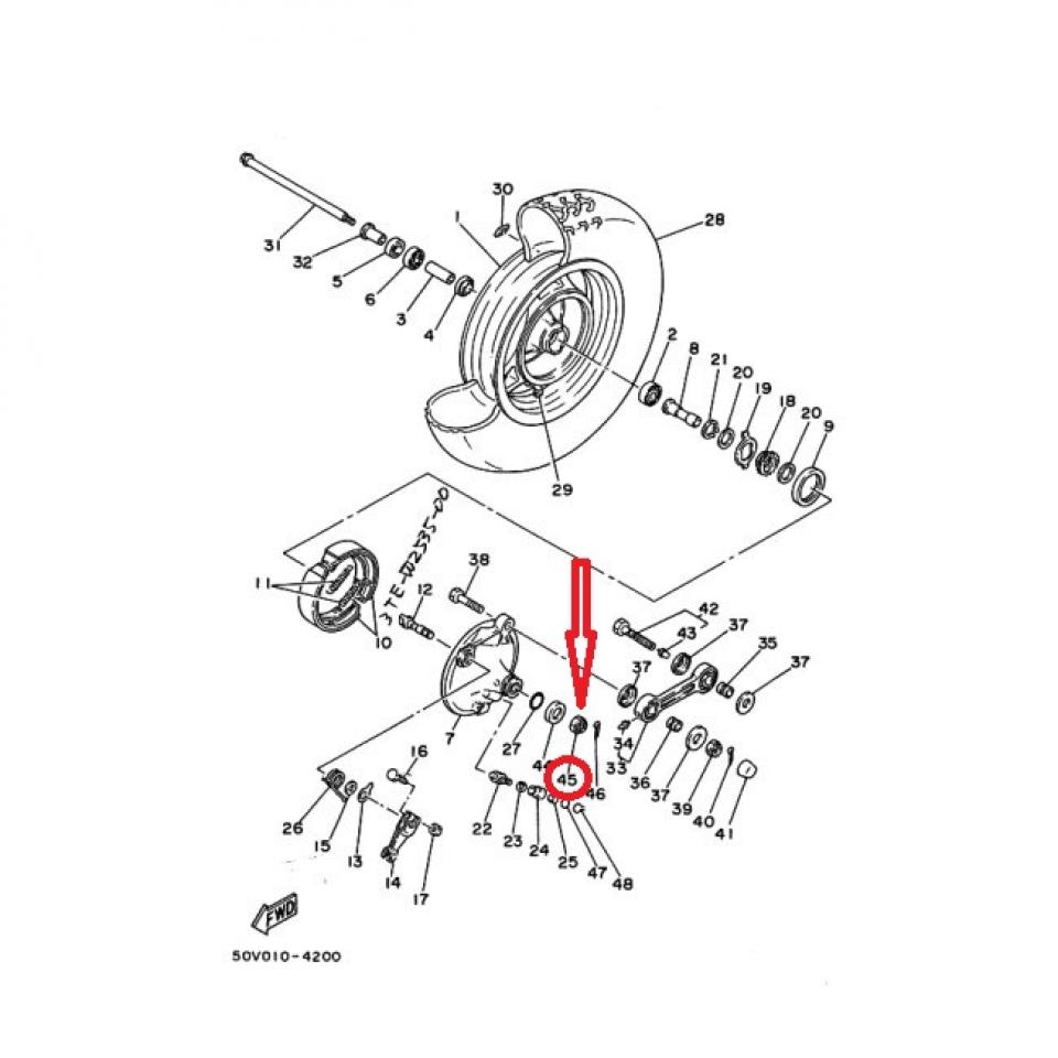 Écrou crénelé M12 axe roue AR pour scooter Yamaha 125 Beluga 1989-90 9017112042