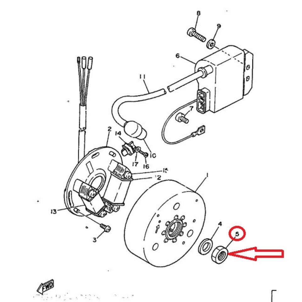 Écrou volant magnétique pour moto Yamaha 50 TZR 2002 M10 P125 1TK-E1555-00 Neuf