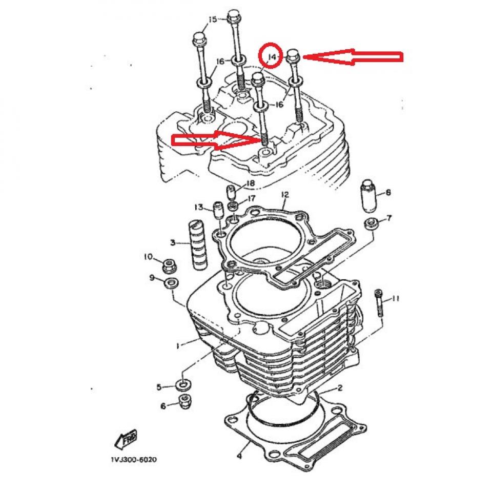 Goujon court de culasse M8 pour moto Yamaha 500 XTZ 1987 à 1988 90105-08464 Neuf