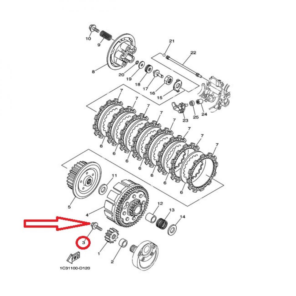Boulon bout de villebrequin M8 P125 pour moto Yamaha 125 YZ 90105-08071 Neuf