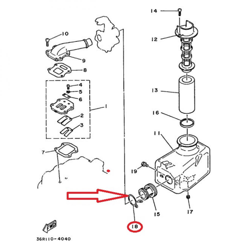 Collier à oreille Ø32mm durite admission pour moto Yamaha 125 TDR 9046720023