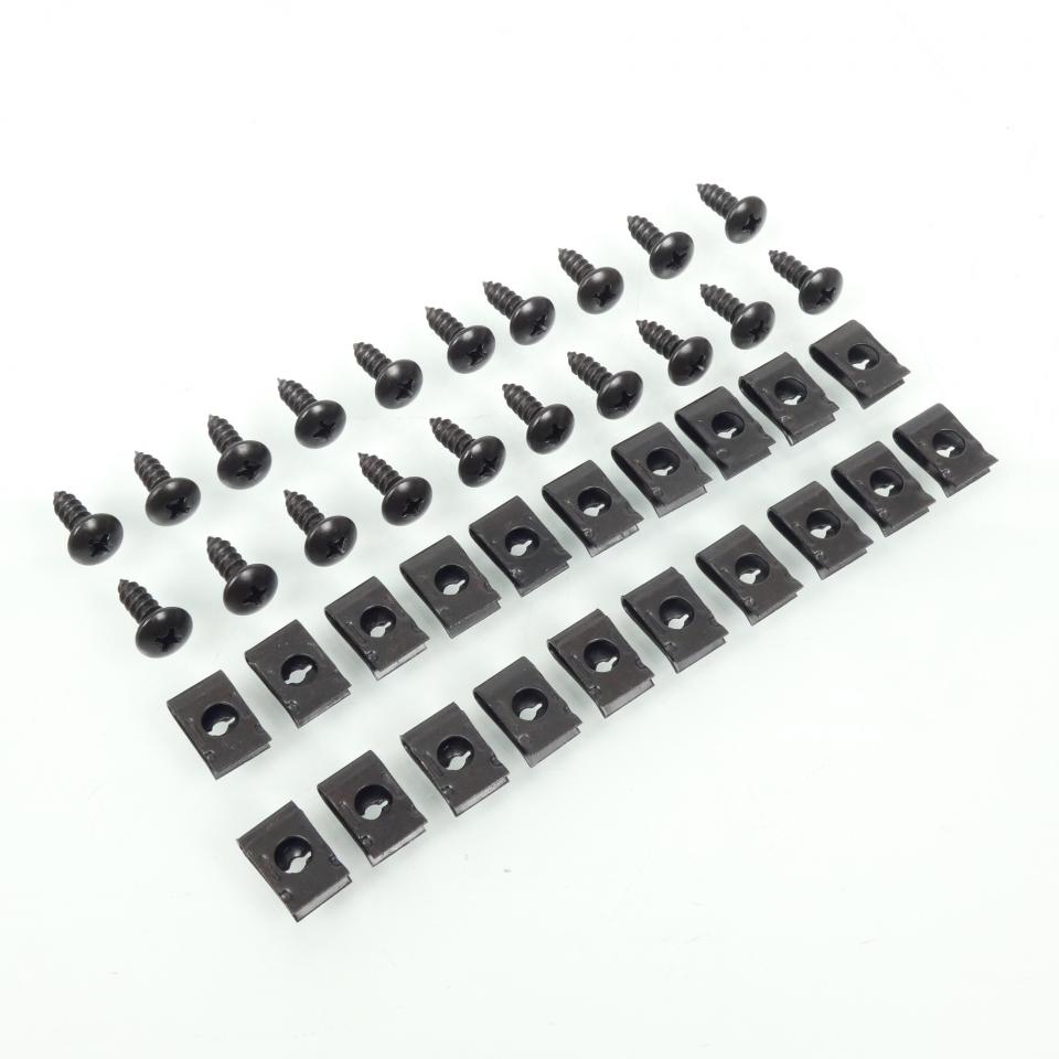 Kit vingt vis de carrosserie noir Ø5x15mm avec agrafes pour moto 50 scooter Neuf