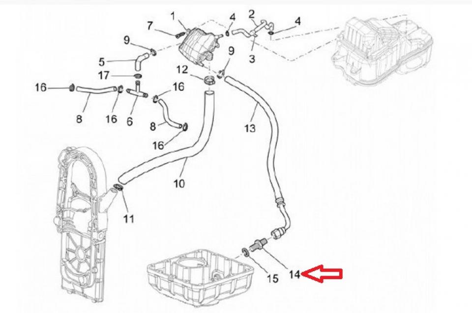 Raccord durite huile pour moto Moto Guzzi 1200 Norge 2006-2016 GU01161331