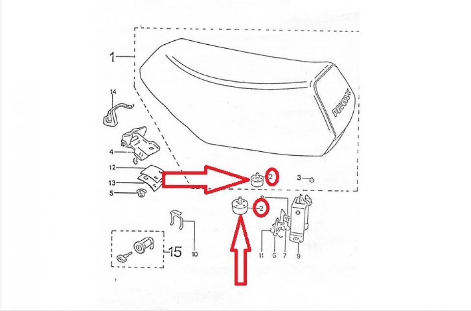 Tampon de selle caoutchouc pour scooter Peugeot 50 St Rapido 1985-93 705041 Neuf